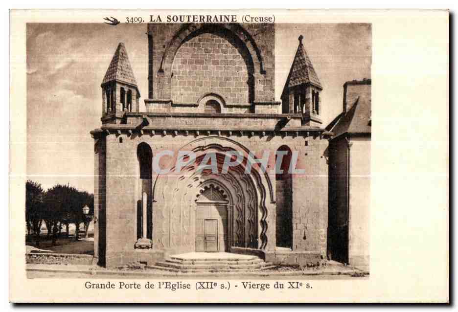 La Souterraine (Creuse) — Grande Porte de l'Église (XIIe s.) - Vierge du XIe s.